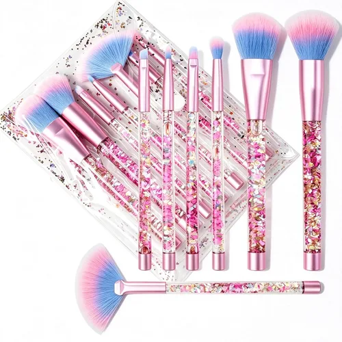 Maquillaje para niñas pequeñas, juego de brochas para base de maquillaje con brillo, polvo de unicornio, rubor, labios, sombra de ojos, cejas con