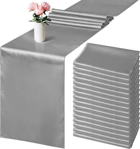 Miniatura 11 de Aneco Paquete de 4 caminos de mesa de satén de 12 x 108 pulgadas de largo, seda brillante y tela suave, camino de mesa para fiesta de banquete