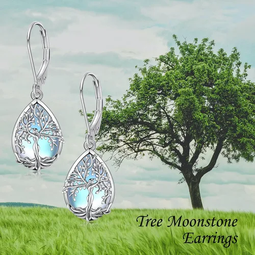 Miniatura 5 de ONEFINITY Aretes colgantes de plata de ley con el árbol de la vida para mujeres y niñas, regalos de Navidad