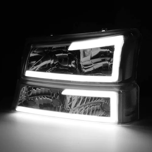 Miniatura 3 de Juego de faros delanteros y defensa DNA MOTORING HL-LB-CSIL03-SM-CL1 con lentes ahumados 3D LED DRL compatible con 03-06 Silverado 1500-3500