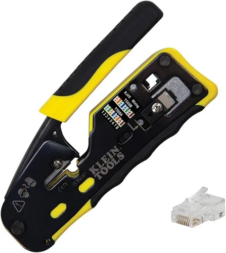 Miniatura 5 de Klein Tools VDV026-211 Kit de instalación coaxial con herramienta de engarzado, cortador de cables, pelacables y conectores F con bolsa