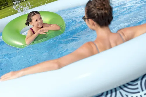 Miniatura 9 de Bestway Fast Set - Juego de piscina inflable redonda, 13 pies x 33 pulgadas, estampado de ratán, piscina circular sobre el suelo, incluye bomba