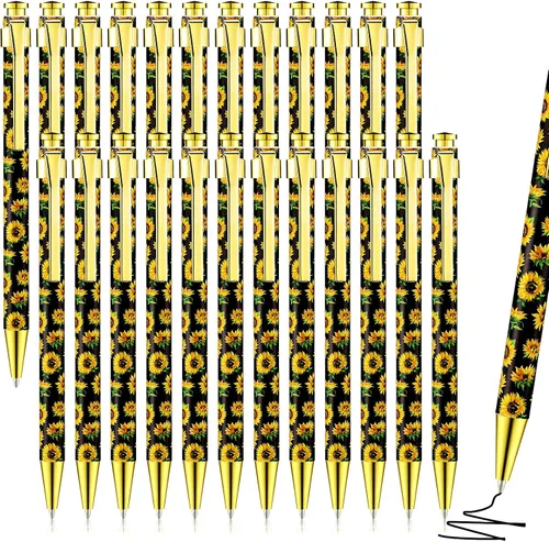 Miniatura 9 de Yexiya 1 Pieces Sunflower Pens Ballpoint Click Ball Pens Reusable Retractable Journaling Sunflower Party Favors Black Ink Medium Point 1.0 mm Gift