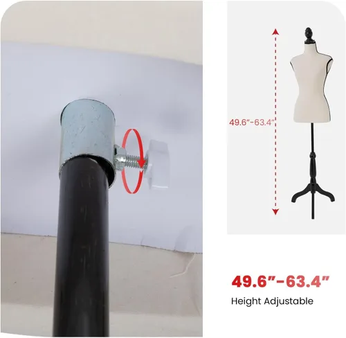 Miniatura 4 de FDW Cuerpo de maniquí femenino para costura, forma de vestido, torso de maniquí con base de trípode ajustable para exhibición de ropa