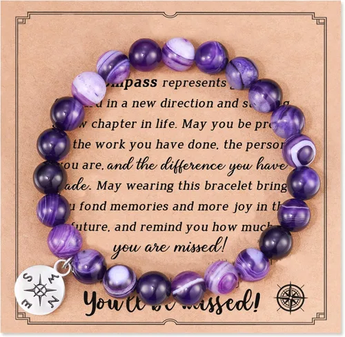Miniatura 8 de HGDEER Pulsera de jubilación de piedra natural para mujeres/hombres 2024, regalos de despedida de despedida, regalo de San Valentín para compañeros