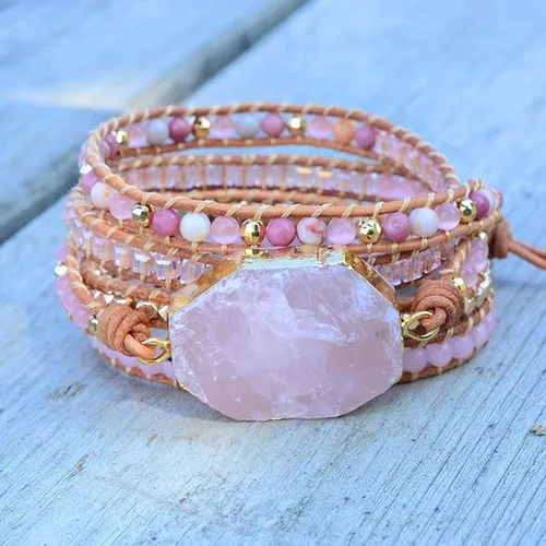 Miniatura 26 de ZOSOJONA - Pulseras bohemias hechas a mano de piedra natural, que dan vuelta, con cuentas de cristal de turquesa