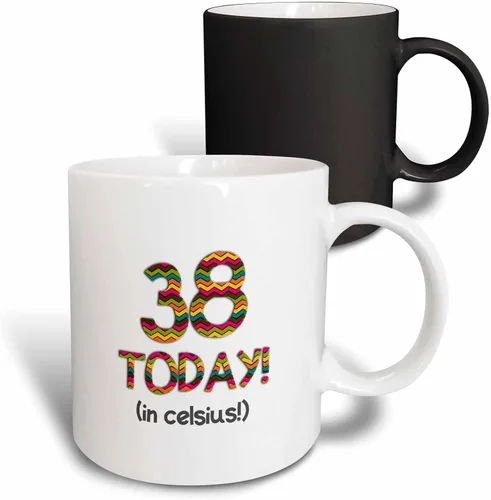 Miniatura 9 de 3dRose InspirationzStore ocasiones – 38 today. en Celsius – Funny 100o cumpleaños. 38 °C es 100 en grados Fahrenheit – tazas, Negro/Blanco