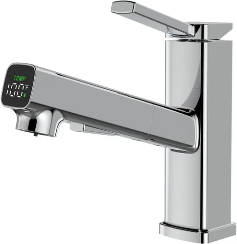 Miniatura 12 de MIAOHUI Grifo de Lavabo de Vasija con Rociador Extraíble, Grifo Alto de Lavabo de Baño de 3 Modos de Rociado, Grifos Altos de Baño para Lavabo de 1