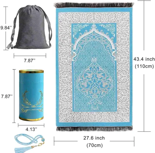 Miniatura 3 de Alfombra de oración musulmana portátil y cuentas con caja de regalo, tapete de oración islámica suave, tapete de oración de viaje para hombres