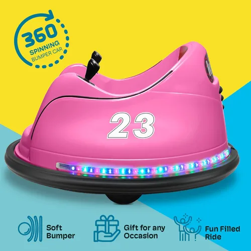 Miniatura 2 de Kidzone Coche Chocador Eléctrico de 6V para Niños y Niños Pequeños de 1.5-6 Años, Juguete de Choque para Bebés con Calcomanías DIY de Regalo con Rosa