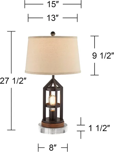 Miniatura 13 de Franklin Iron Works Lucas - Juego de 2 lámparas de mesa occidentales de 26 pulgadas de alto con puerto de carga USB y luz nocturna, pantalla LED