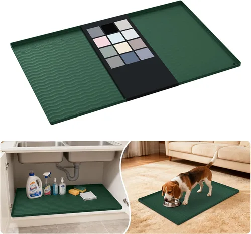 Miniatura 71 de URMONA Tapete de silicona impermeable para debajo del fregadero, 34 x 22 pulgadas, forro para estante de cocina y baño, protector de gabinetes