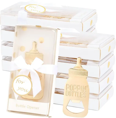 Miniatura 10 de Paquete de 24 abridores de biberones para regalos de baby shower, regalos de fiesta de revelación de género para niños o niñas, abrebotellas
