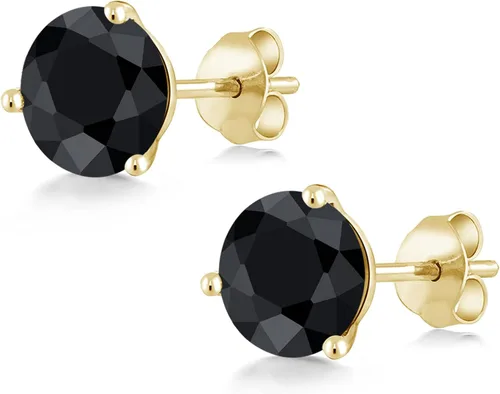 Miniatura 84 de Gem Stone King Aretes de oro de 14 quilates, 0.236 in, piedra natal redonda, Martini, 3 puntas, aretes de oro para mujer