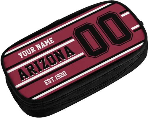 Miniatura 2 de Estuche de lápices personalizado Arizona con número de nombre, caja de lápices personalizada estilo fútbol, estuche de bolígrafo personalizado
