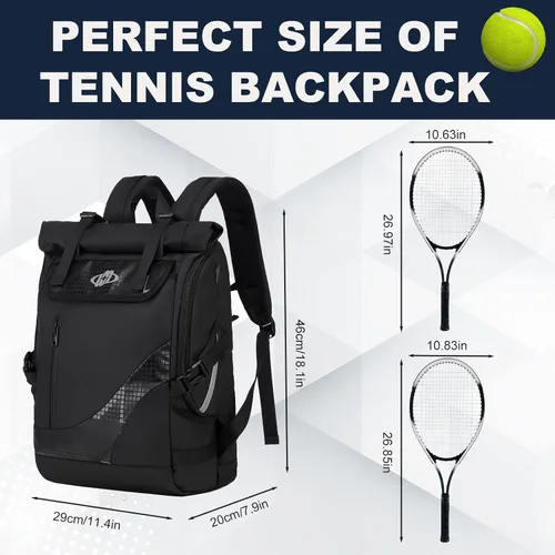 Miniatura 3 de UMGG - Mochila de tenis para mujeres y hombres con capacidad para 2 raquetas con compartimento para zapatos, mochila grande de pickleball