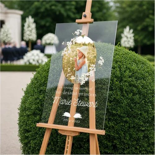 Miniatura 12 de SPEEDYORDERS Cartel funerario personalizado con foto - Cartel de bienvenida - In Loving Memory - Banner personalizado