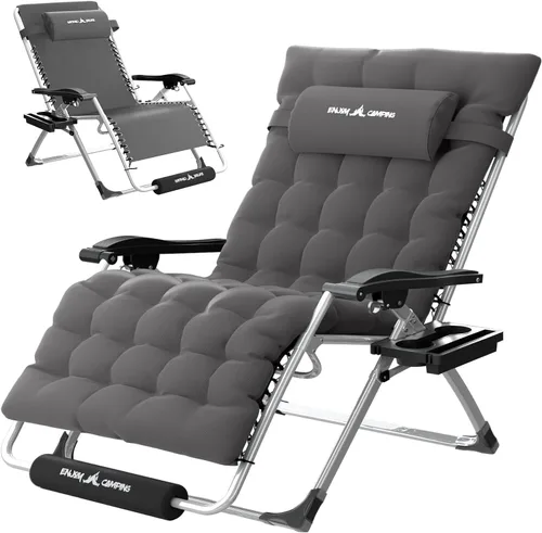 Miniatura 23 de Amopatio XL Padded Zero Gravity Chairs Foldable Zero Gravity Lounge Chair Outdoor Portable Reclining Chair with Removable Cup