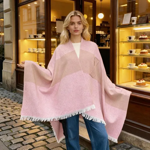 Miniatura 92 de Poncho chal para mujer, suéteres suaves y cálidos para mujer, parte delantera abierta, poncho de viaje para otoño, invierno y primavera