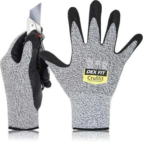 Miniatura 17 de DEX FIT Guantes resistentes a cortes nivel 5 Cru553, ajuste elástico cómodo 3D, agarre de potencia, grado profesional, delgados, compatibles
