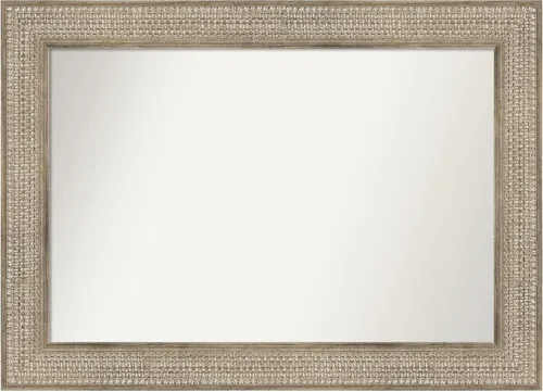Miniatura 223 de Amanti Art Espejo de baño plateado para sobre fregadero, 26 x 26 pulgadas, espejo cuadrado de níquel pulido, marco de madera tradicional mediano, se