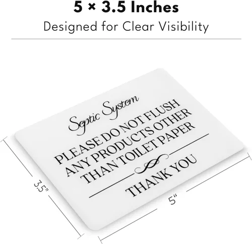 Miniatura 4 de Señal de inodoro con texto en inglés «No ras» con el sistema septico «Do Not Flush Toilet Paper» (acrílico blanco de 5 x 3.5 pulgadas) – Letrero