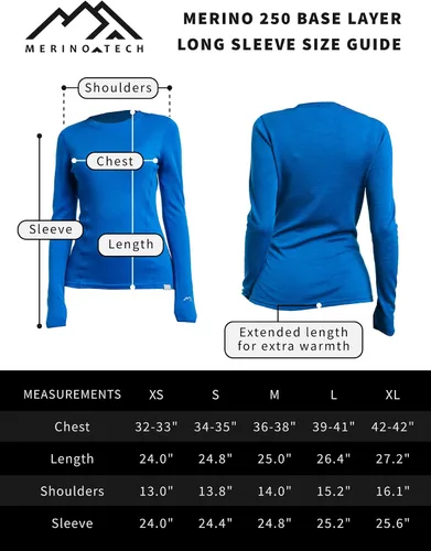 Miniatura 7 de Merino.tech Capa base de lana merina para mujer, 100% lana merina, ligera, de peso medio, manga larga, camisas térmicas + calcetines de lana