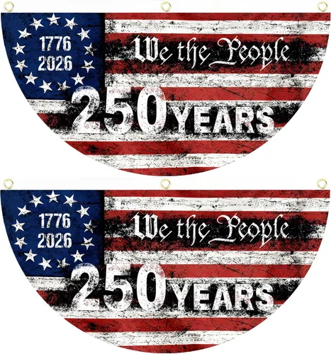 Miniatura 9 de 2 banderas de Estados Unidos con el número 250 aniversario, banderas para fanáticos de 1776-2026 de 1.5 x 3 pies, bandera de aniversario