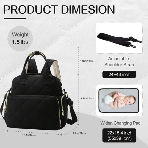 Miniatura 6 de Mochila grande para pañales con cambiador, pañales de viaje 6 en 1, bolsa de bebé para mamá, bolsa de hospital para mujeres, bolsa de maternidad