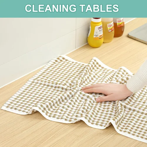 Miniatura 5 de SALAS Toallas de algodón para secar platos de cocina, toallas de rizo de celosía, paños de cocina altamente absorbentes con lazo para colgar, 16 x