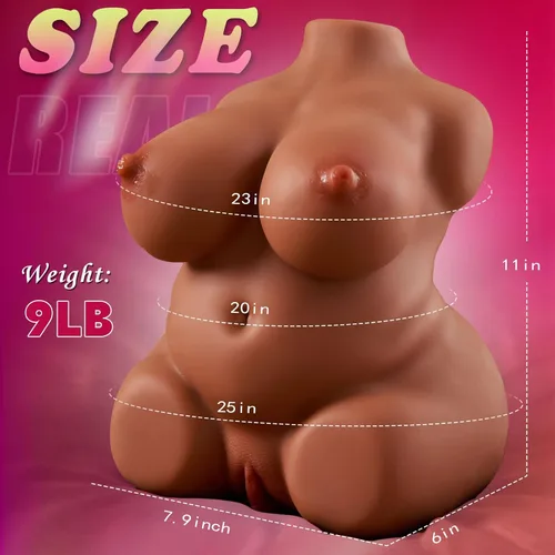 Miniatura 6 de BBW - Muñeca sexual marrón con gran culo y tetas, 9 libras, realista, 3 en 1, juguetes sexuales para adultos, masturbación, coño de bolsillo