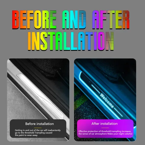 Miniatura 4 de Luces LED para umbral de puerta de auto, luces de bienvenida personalizables para puerta de auto, regalos de cumpleaños y día de Navidad para Negro