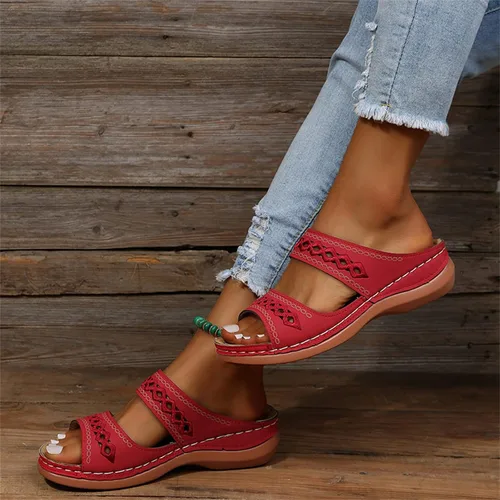 Miniatura 80 de Ladmiple Sandalias ortopédicas florales de moda 2023 con soporte de arco, zapatillas romanas casuales con puntera abierta