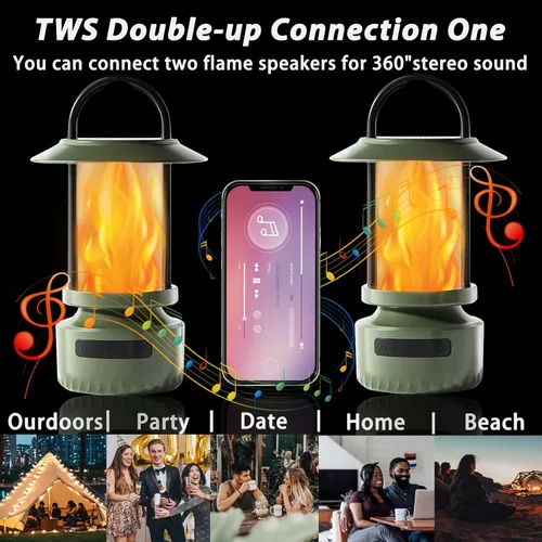 Miniatura 4 de Swingers Altavoces Bluetooth para exteriores con llama parpadeante, luces de altavoz Bluetooth portátiles impermeables, altavoz al aire libre
