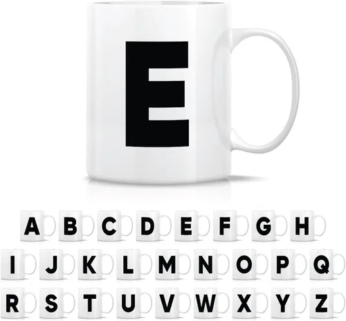 Miniatura 17 de Retreez Taza con monograma con monograma del alfabeto de la A a la Z con inicial, tazas de café de cerámica de 11 onzas – Agradecimiento