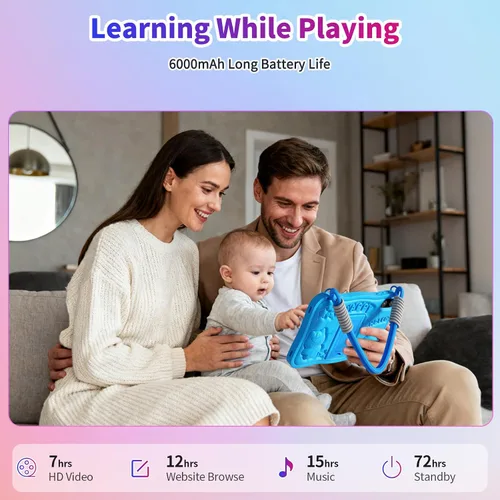 Miniatura 3 de Tablet Android 10 pulgadas, Android 15,32GB de almacenamiento, cinco núcleos, pantalla HD IPS, cámara dual, WiFi, Bluetooth, control parental, Azul