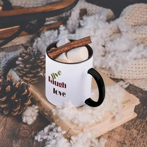 Miniatura 6 de 3dRose Live Laugh Love - Taza de dos tonos, 11 onzas, color negro