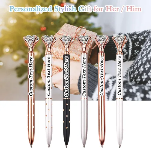 Miniatura 5 de 10 bolígrafos personalizados a granel con diamante, recuerdos de boda, recuerdos grabados con nombre, logotipo, texto para negocios, fiestas
