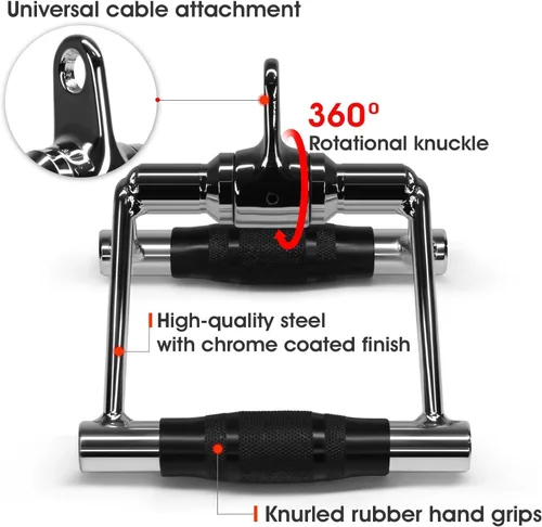 Miniatura 4 de Yes4All Cable Machine Attachment, Double D Handle & Tricep Rope Cable Attachment, Weight Machine Accessories Load 880 LB for Home Gym G. Doble fila
