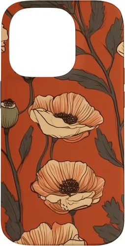 Miniatura 17 de iPhone 16 Floral Pattern Poppies Terracotta Poppy Flower Case