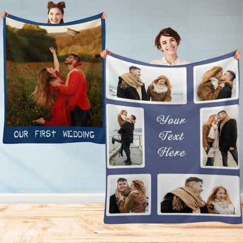 Miniatura 33 de M YESCUSTOM Manta personalizada con imagen y texto, manta personalizada de collage de fotos, mantas de vellón personalizadas para regalo de 1 imagen