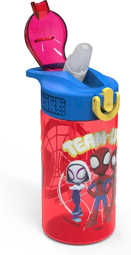 Miniatura 8 de Zak Designs Marvel Spider Man - Botella de agua para niños con cubierta de boquilla y aro de transporte, hecha de plástico duradero, diseño