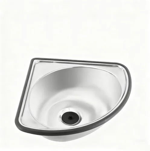 Miniatura 7 de Fregadero de acero inoxidable montado en la pared de un solo cuenco, lavabo triangular grueso para fregadero pequeño para cocina, baño, lavabo