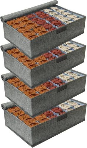 Miniatura 10 de PINGMIC Organizador Divisor de Calcetines Gris 1 Paquete con Tapa - Almacenamiento Plegable para Closet de 30 Celdas, Organizador de Corbatas