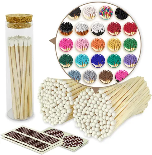 Combina 4 pulgadas en los colores de tu elección en un tarro elegante recargable. Incluye Striker Strikers | 200 cerillas artesanales de calidad |