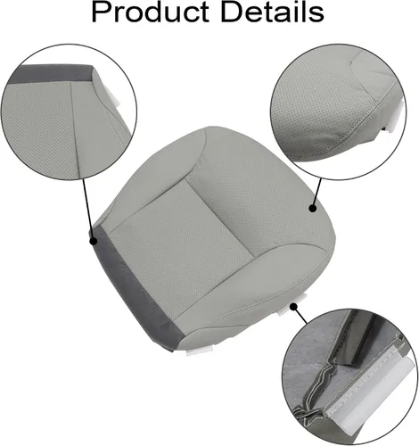 Miniatura 5 de GXARTS Funda de asiento de piel perforada para el lado del conductor y del pasajero, color gris, compatible con Lexus ES300 ES330 2002 2003 2004