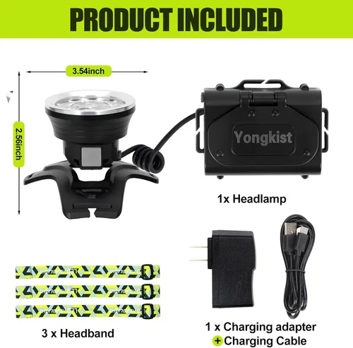 Miniatura 8 de Linterna frontal LED súper brillante, recargable, de alto lúmenes, impermeable, 4 modos, linterna de cabeza, linterna ligera para camping, correr