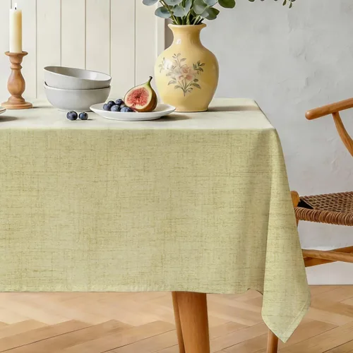 Miniatura 9 de Mantel rectangular texturizado natural 100% poliéster, mantel ligero slubby de 60 x 84 pulgadas, mantel de arpillera resistente al agua y a