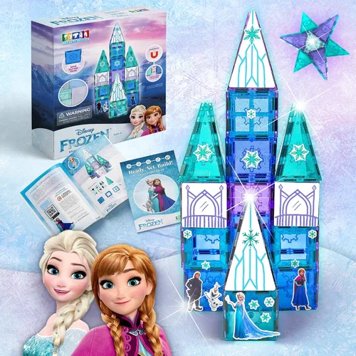 Miniatura 12 de Tytan Toys Disney Frozen - Azulejos magnéticos de castillo de princesa, juego de construcción STEAM de 68 piezas con azulejos con purpurina