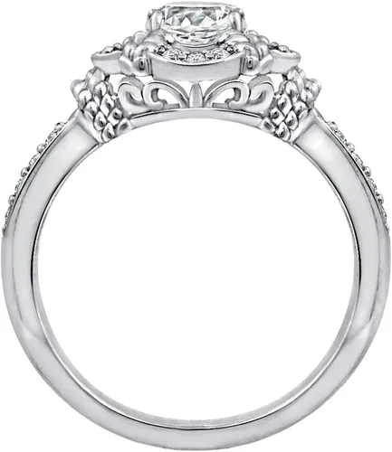 Miniatura 2 de Tienda Collection Sterling Silver Platinum Plated Infinite Elements Cubic Zirconia Framed Halo Antique Ring